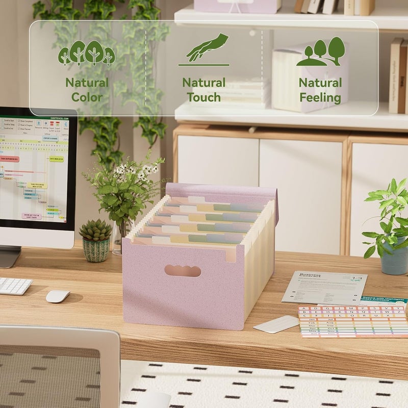 EcoStash Accordion File Organizer, 26 Pockets Wheat Straw Expanding File Folder, Monthly Bill Receipt Organizer, A-Z Tabs, 100% BPA Free, Return to Nature, Healthy Living-Lavender Purple - Image 4